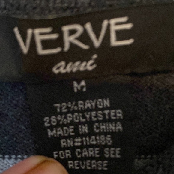 Sweater size medium super soft. Gray with white and blue stripes. - Picture 3 of 6